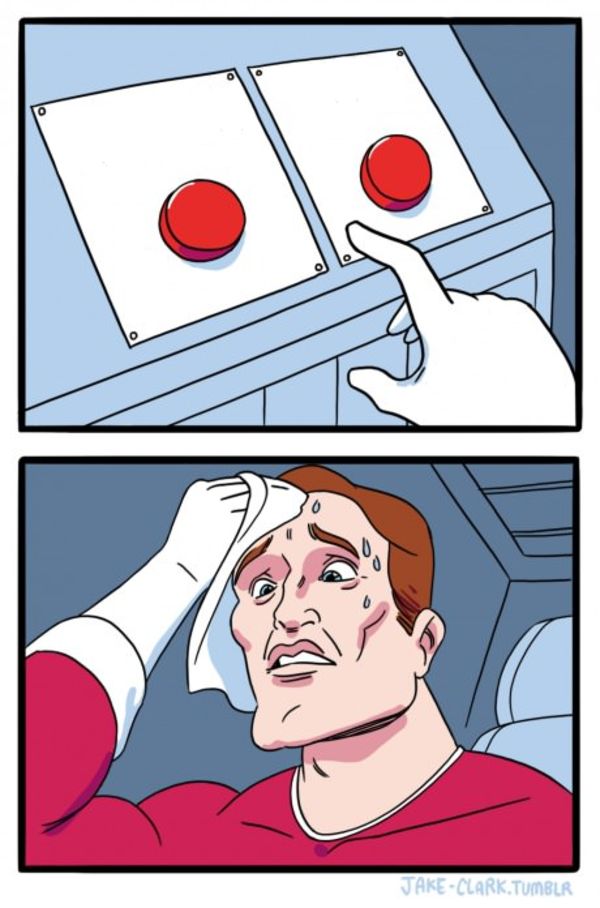 Two Buttons meme about MaryRuth Organics