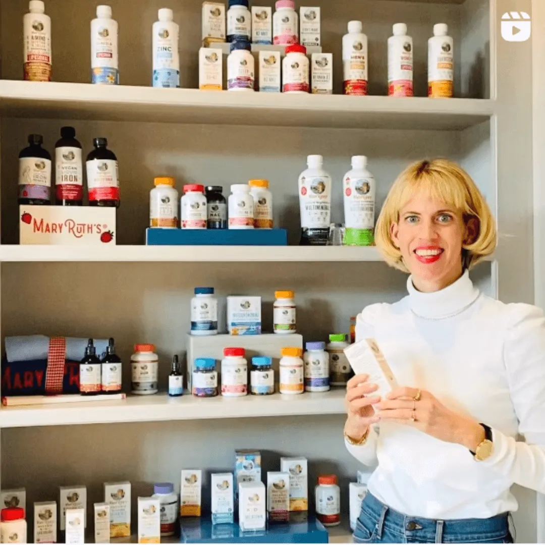 Instagram post: shelves of MaryRuth's products